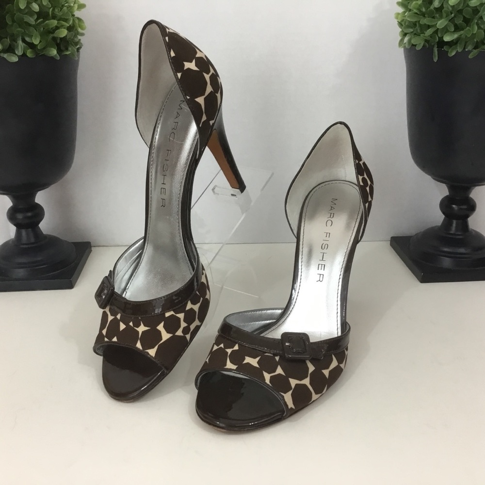 Marc Fisher “Synna” Brown Peep Toe Heels, 8M